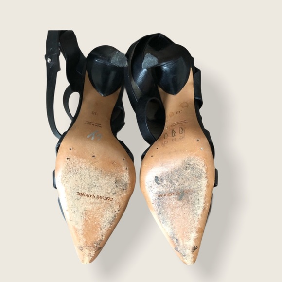 RARE!  Costume National Strappy Leather Pointed Toe 3” Heels - Picture 2 of 7